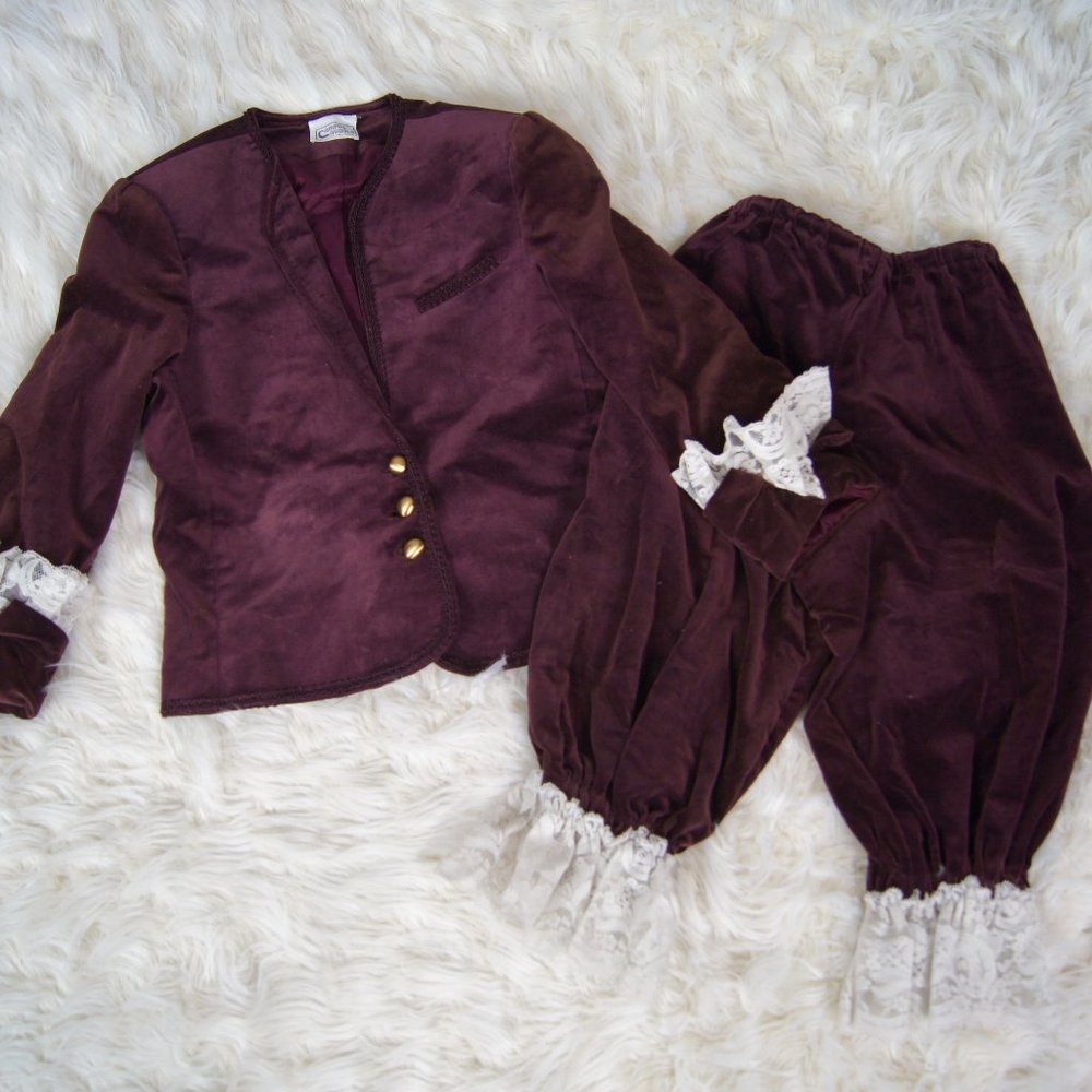 Campus Casuals Set Jacket Pants 70s Velvet Burgundy Vintage College  Steampunk